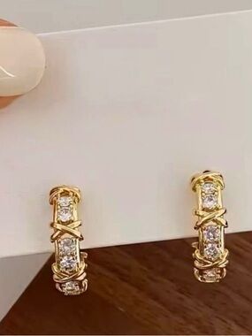 Kohl's Gold Crystal X-Detail Hoop Earrings